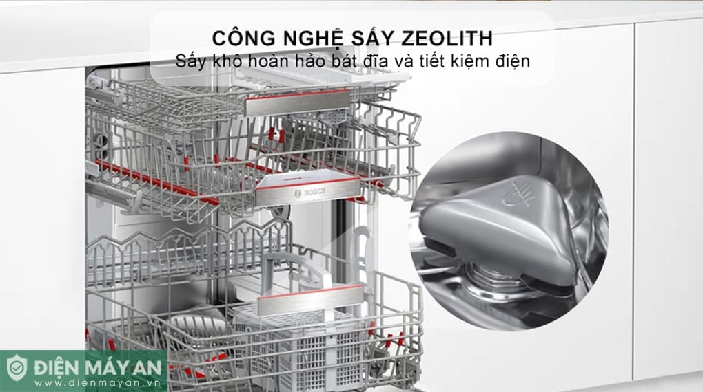 Máy rửa bát bán âm Bosch Serie 8 Sấy Zeolith SMI8ZDS81T